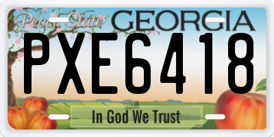 GA license plate PXE6418
