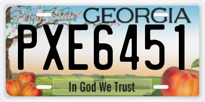 GA license plate PXE6451