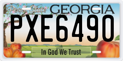 GA license plate PXE6490