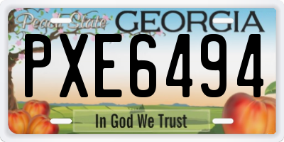GA license plate PXE6494