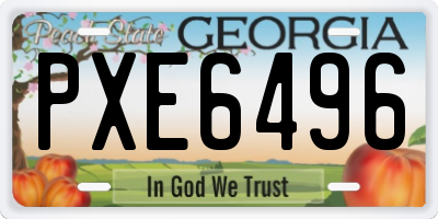 GA license plate PXE6496