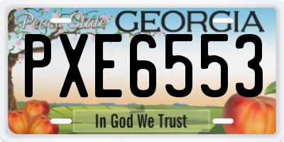 GA license plate PXE6553