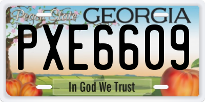 GA license plate PXE6609