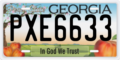 GA license plate PXE6633