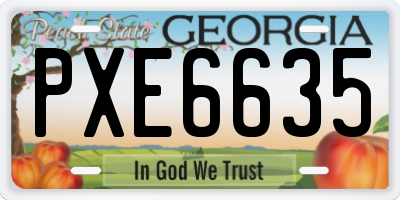 GA license plate PXE6635