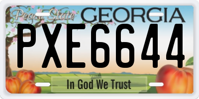 GA license plate PXE6644