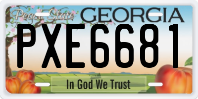 GA license plate PXE6681