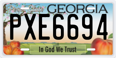 GA license plate PXE6694