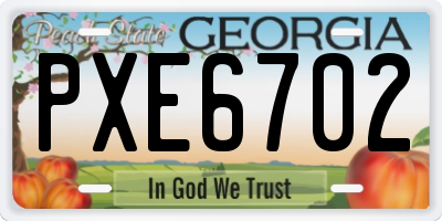 GA license plate PXE6702