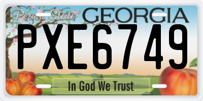 GA license plate PXE6749