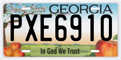 GA license plate PXE6910