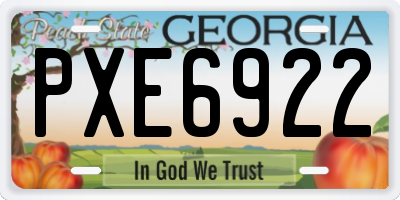 GA license plate PXE6922