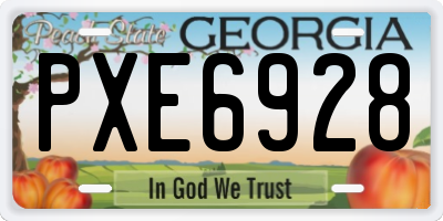 GA license plate PXE6928