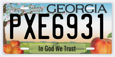 GA license plate PXE6931