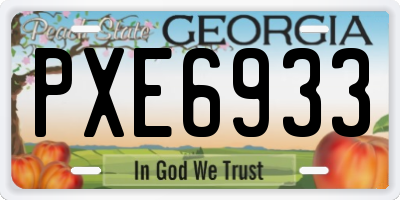 GA license plate PXE6933