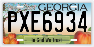 GA license plate PXE6934
