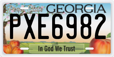 GA license plate PXE6982