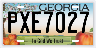 GA license plate PXE7027