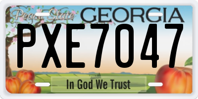 GA license plate PXE7047