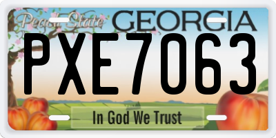 GA license plate PXE7063