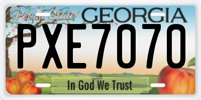GA license plate PXE7070