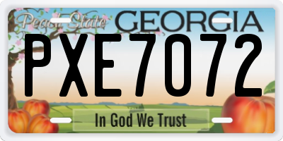 GA license plate PXE7072