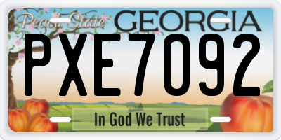 GA license plate PXE7092