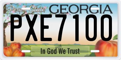 GA license plate PXE7100