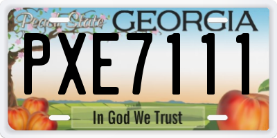 GA license plate PXE7111