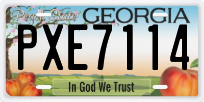GA license plate PXE7114