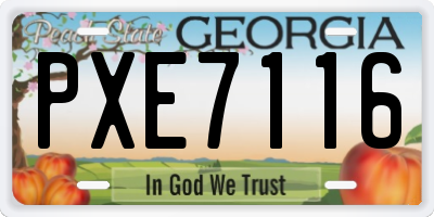 GA license plate PXE7116