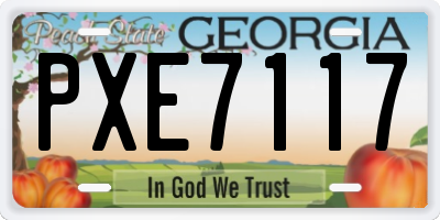 GA license plate PXE7117