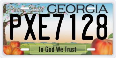 GA license plate PXE7128