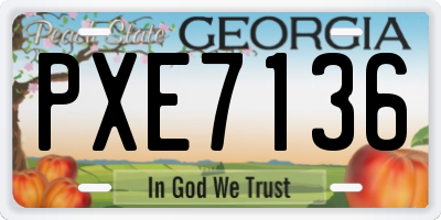 GA license plate PXE7136