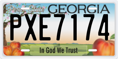 GA license plate PXE7174