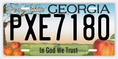 GA license plate PXE7180
