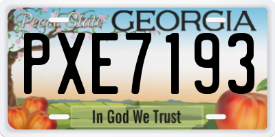 GA license plate PXE7193