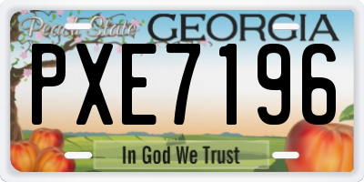 GA license plate PXE7196