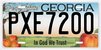 GA license plate PXE7200