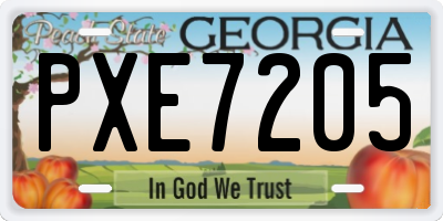 GA license plate PXE7205