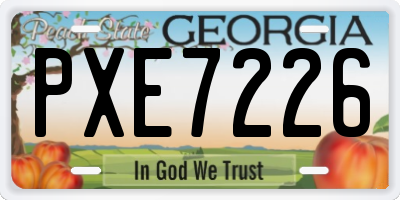 GA license plate PXE7226