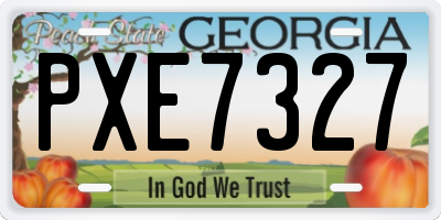 GA license plate PXE7327