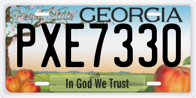 GA license plate PXE7330