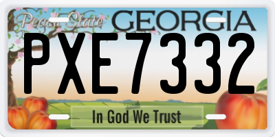 GA license plate PXE7332