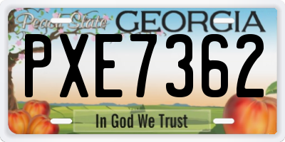 GA license plate PXE7362