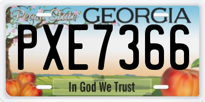 GA license plate PXE7366