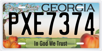 GA license plate PXE7374
