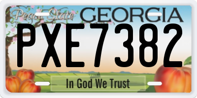 GA license plate PXE7382