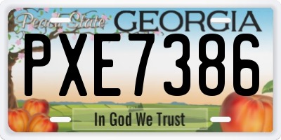GA license plate PXE7386