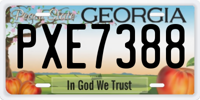 GA license plate PXE7388